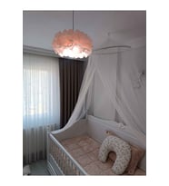 Pudra Beyaz 30 cm MİDİ Boy Çiçek Avize – Beyaz El Yapımı Dekoratif Modern Minimalist Tasarım