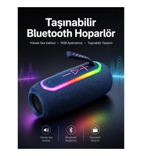 Mey İthalat® Kablosuz Bluetooth Hoparlör Uzun Pil Ömrü Taşınabilir
