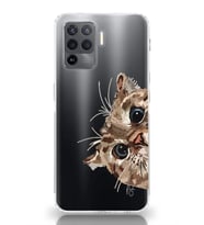 Oppo Reno 5 Lite Uyumlu Tatlı Kedi Desenli Şeffaf Telefon Kılıfı