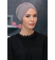 Vizon Pratik Hazır Geçmeli Tesettür Bone Sandy Kumaş Taçlı Büzgülü 1208_10