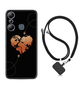 Infınix Hot 20i Kılıf Silikon Boyun Askılı İpli Desenli Silikon Plane Heart 1721