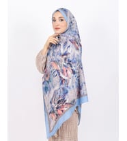 Luissa Bambu Kraş Şal Pastel Desen İndigo Mavi