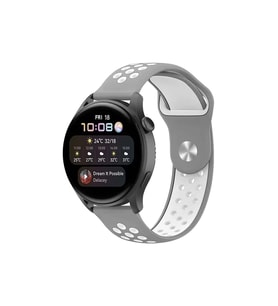 Mey İthalat® Watch 20Mm Spor Delikli Kordon - Gri-Beyaz