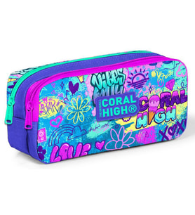 Coral High İki Bölmeli Kız Çocuk Lavanta Grafiti Kalem Çantası Kalemlik