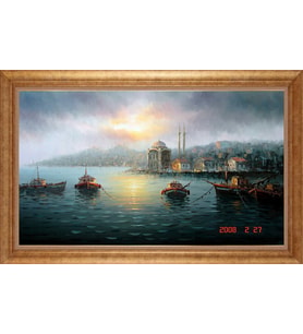 EV İŞYERİ OFİS İÇİN ALTIN ÇERÇEVELİ PASPARTULU TABLO VB908