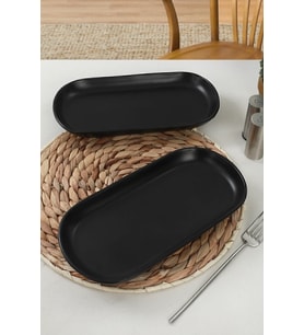 Keramika Mat Siyah Noyan Kayık Tabak 26 Cm 2 Adet
