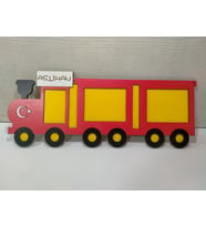 Çerçeve Çocuk Odası için Tasarım 3 fotoğraflık kişiye özel İsim ve renk (Kırmızı)