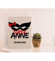 BK Gift Kişiye Özel Süper Anne Tasarımlı Otantik Masaüstü Ahşap Palet Çerçeve-1 (Beyaz)