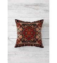Retro Etnik Çift Tarafı Baskılı Gizli Fermuarlı Yastık Kılıfı Kırlent Koltuk Yastık Kılıfı (Bordo)