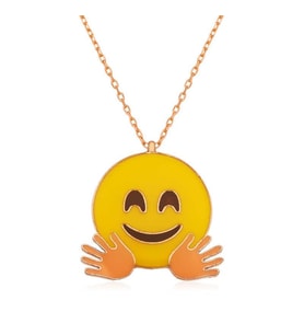 Gümüş Rose El Sallayan Emoji Bayan Kolye
