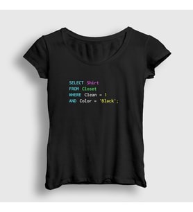 Presmono Kadın Siyah Select From Closet Developer Yazılımcı T-Shirt 338793tt