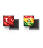 Buzdolap Magnetleri - Bolivya Bayrağı ve Türk Bayrağı - 2'li Set Magneti