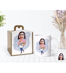 BK Gift Kişiye Özel Ahşap Kutuda Anneler Günü Temalı Ev Hanımı Karikatürlü Beyaz Kupa Bardak-3