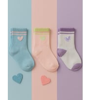 Civil Girls Kalp 3'lü 2-12 Yaş Kız Soket Çorap - Standart (Lila)