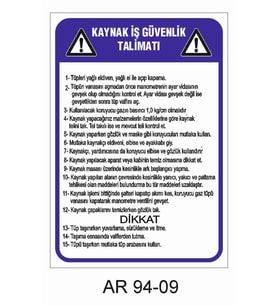 İŞ GÜVENLİĞİ UYARI LEVHASI 1 ADET PVC 21 X 29CM