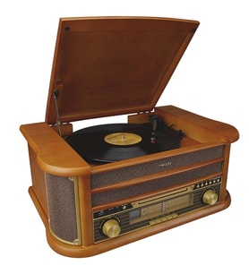 Mikado Nostalgia MN-P325 DÖNENCE Pikap Ahşap 2X5W Stereo Spk MP3 Çalar USB-Radyo-CD-Kaset -BT Müzik