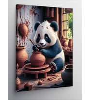Kanvas Tablo Seramik Yapan Panda