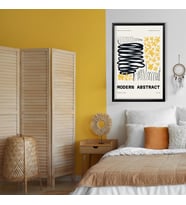 Tekli Ahşap Lamine Çerçeveli Mdf Tablo Modern Abstract Tasarım (Siyah)