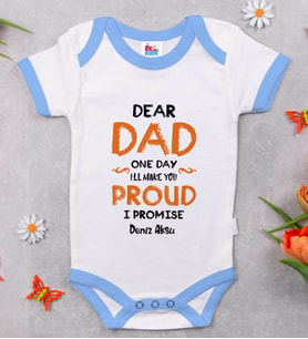 BK Kids Kişiye Özel Mavi Bebek Body Zıbın - Model 17