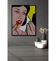 Çerçeve Görünümlü Dekoratif Ahşap Kare Pop Art Makyaj Tablosu Ev/Ofis/İşyeri Tablo