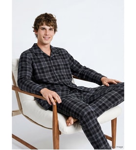 LC WAIKIKI Siyah Standart Kalıp Ekose Erkek Pijama Takımı