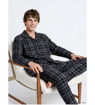 LC WAIKIKI Siyah Standart Kalıp Ekose Erkek Pijama Takımı