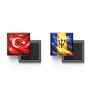 Buzdolap Magnetleri - Barbados Bayrağı ve Türk Bayrağı - 2'li Set Magneti