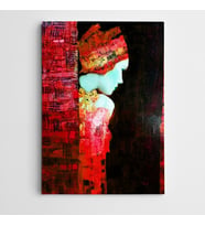 Kırmızılı Kadın Otantik Modern Sanat Kanvas Tablo