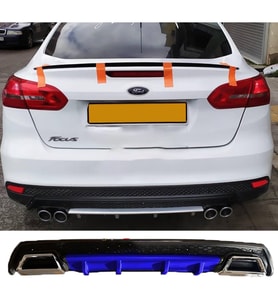 Ford Focus Mk3 Mavi Difüzör Çiftli Kare Egzoz Görünümlü D Tip Difizör