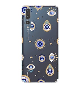 PrintiFy Huawei P20 Pro ile Uyumlu 1mm Slim Fit Nazar Boncuğu 5 Baskılı Şeffaf  Kılıf