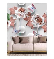 Dreamwall 3D Çiçek Ve Kelebek Deseni Silinebilir Sağlıklı Tekstil Duvar Kağıdı (Çok Renkli)