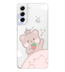 Samsung Galaxy S22 Uyumlu Tatlı Ayıcık Desenli Şeffaf Telefon Kılıfı