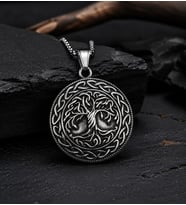 Çift Taraflı Kullanım Nordic Yggdrasil Yaşam Ağaç Viking Pusula Kolye