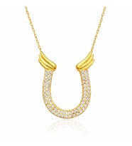 Gümüş Gold Zirkon Taşlı Nal Kadın Kolye