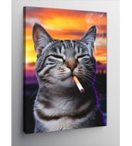 Kanvas Tablo Sigara İçen Kedi