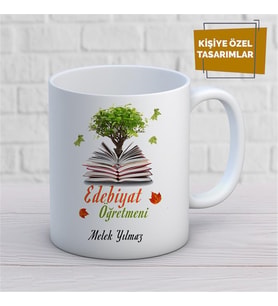 Kişiye Özel İsim Yazılabilir Edebiyat Öğretmeni Kupa Bardak
