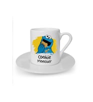 Cookie Monster Baskılı Beyaz Türk Kahvesi Fincanı