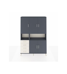 Arges Dolap 7 Raflı 4 Çekmeceli 5 Kapaklı 132x30x195 Antrasit-Antrasit/Aytaşı