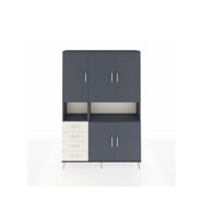Arges Dolap 7 Raflı 4 Çekmeceli 5 Kapaklı 132x30x195 Antrasit-Antrasit/Aytaşı