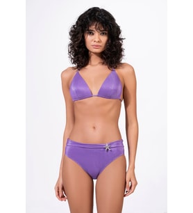 Endeep Kadın Yarım Dolgulu Aksesuarlı Simli Bikini Takımı (Mor)