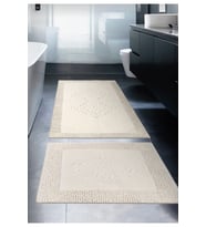 Elmas Desen 2'li Pamuklu Klozet Takımı, Krem Banyo Paspas Seti