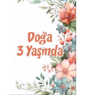 Pembe Çiçekler Temalı Doğum Günü Afişi 35X50 cm