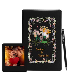 Sevgililer Gününe Özel Siyah Defter Kalem & Instagram Çerçeve Hediye Seti 7