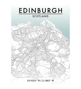 Edinburgh Şehir Haritası Tablo Ahşap Poster Dekoratif