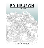 Edinburgh Şehir Haritası Tablo Ahşap Poster Dekoratif