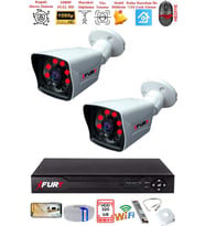 FURY 2 Kameralı 2MP Full HD Görüntü 6 Atom Led Gece Görüşlü Dış Mekan Güvenlik Kamerası Seti 320GB