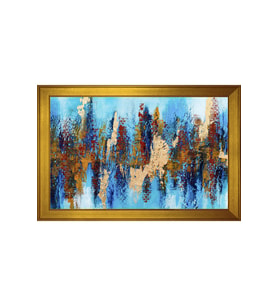 Soyut Şekiller Motifli Kanvas Tablo 80 x 110 cm Gold Çerçeve