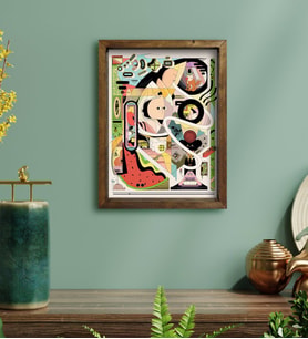 BK Gift Modern Soyut Tasarımlı Doğal Masif Ahşap Çerçeveli Tablo 30x40cm-15