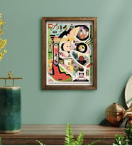 BK Gift Modern Soyut Tasarımlı Doğal Masif Ahşap Çerçeveli Tablo 30x40cm-15