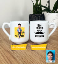 Kişiye Özel Karikatürlü Baba Hediye Oval Kupa Bardak Babaya Babalar Günü Doğum Günü Hediyesi